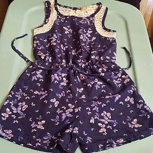 Girl Butterfly Print Romper